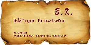 Bürger Krisztofer névjegykártya