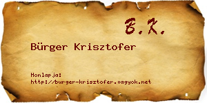 Bürger Krisztofer névjegykártya