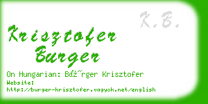 krisztofer burger business card